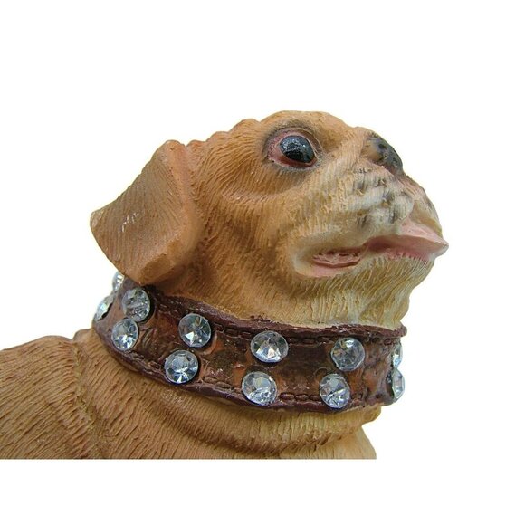Set of 2 Pug Dogs Figurines Jeweled Collars Collectible Display Decorations 4x4" - Picture 5 of 12